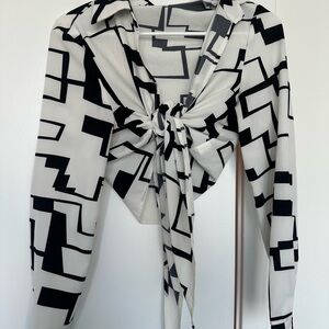Geometric Black and White Women's Top